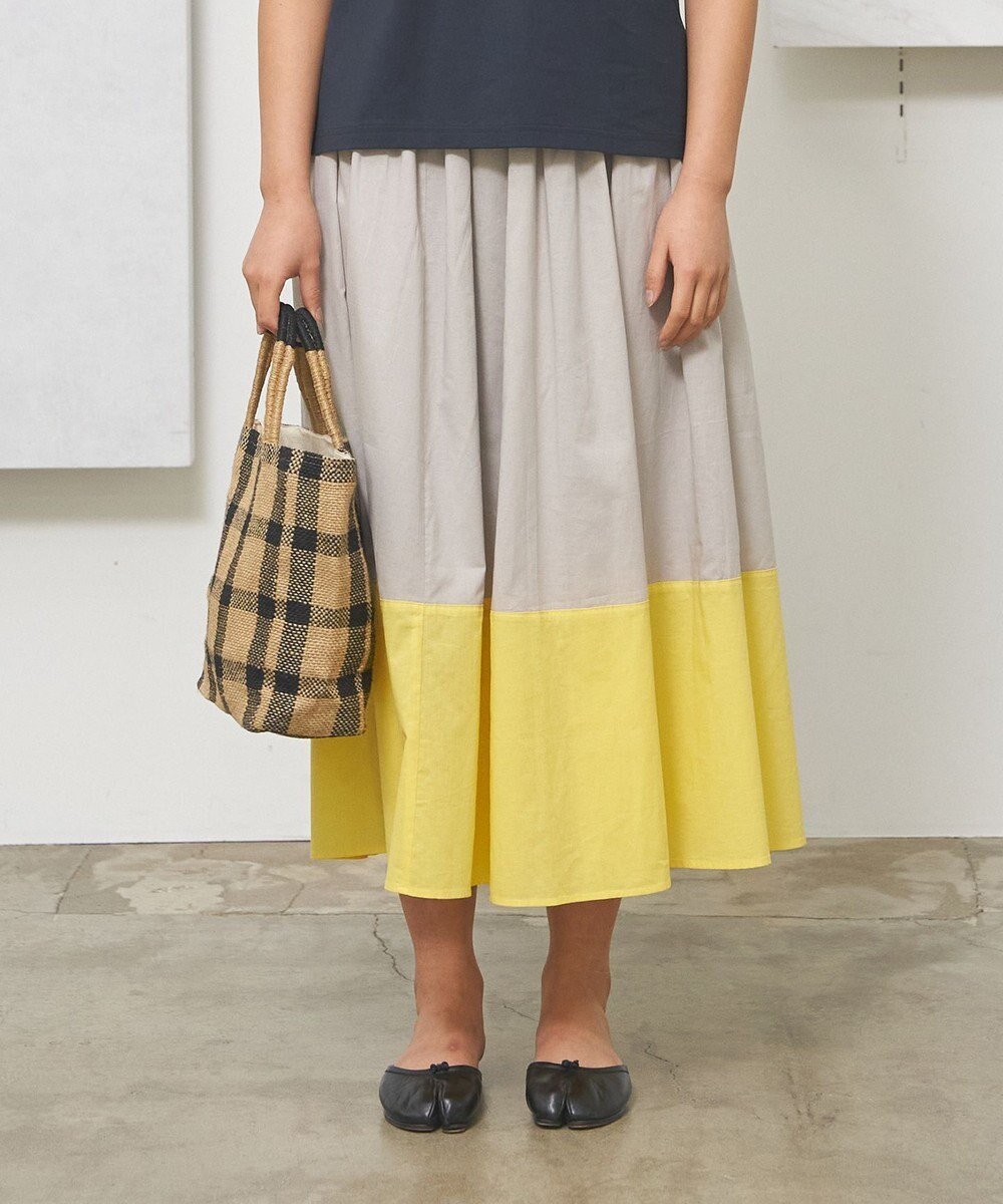 【ジェイプレスヨークストリート/J.PRESS YORK STREET】の【WOMEN】バイカラーギャザー スカート インテリア・キッズ・メンズ・レディースファッション・服の通販 founy(ファニー) 　ファッション　Fashion　レディースファッション　Fashion for Women　スカート　Skirts　春　Spring　ショート　Short, Short Length　シンプル　Simple, Minimal　トレンド　Trend, Trending Now　フィット　Fit, Slim Fit　フレア　Flare, Flared　ロング　Long, Long-Length　S/S・春夏　SS, Spring/Summer, Warm Season　夏　Summer　エレガント 上品　Elegant　ライトグレー系1|ID: prp329100004534496 ipo3291000000032730434