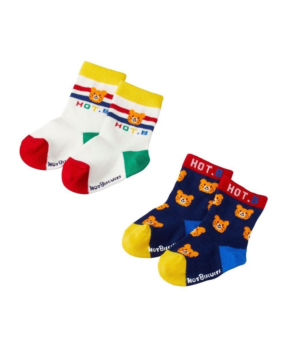 【ミキハウスホットビスケッツ/MIKI HOUSE HOT BISCUITS / KIDS】の【9-19cm / 靴下2足セット】 クルー丈 ソックスパック2足セット インテリア・キッズ・メンズ・レディースファッション・服の通販 founy(ファニー) 　ファッション　Fashion　キッズファッション　KIDS　アクリル　Acrylic　ソックス　Socks　フィット　Fit　ブルー|ID: prp329100004535158 ipo3291000000032049876
