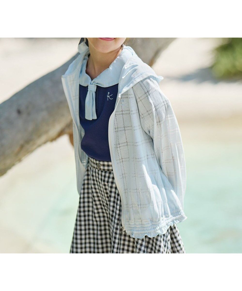 【組曲 / KIDS/KUMIKYOKU】の【110-140㎝】【UVケア】オパールチェック パーカー 人気、トレンドファッション・服の通販 founy(ファニー) 　ファッション　Fashion　キッズファッション　KIDS　トップス・カットソー　Tops/Tees/Kids　カットソー　Cut And Sew　シャーリング　Shirring　チェック　Check　パーカー　Hoodie　プリント　Print　夏　Summer　春　Spring　S/S・春夏　Ss・Spring/Summer　 other-1|ID: prp329100004535174 ipo3291000000032049948