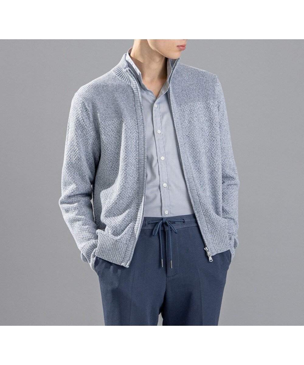 【ジョゼフ オム/JOSEPH HOMME / MEN】のシルクバルキーハニカム ジップアップニット インテリア・キッズ・メンズ・レディースファッション・服の通販 founy(ファニー) 　ファッション　Fashion　メンズファッション　MEN　トップス・カットソー　Tops/Tshirt/Men　ニット　Knit Tops　アクリル　Acrylic　シルク　Silk　シンプル　Simple　セーター　Sweater　フィット　Fit　ブロッキング　Blocking　メランジ　Melange　ヨーク　Yoke　レギュラー　Regular　夏　Summer　春　Spring　S/S・春夏　Ss・Spring/Summer　サックスブルー系|ID: prp329100004535177 ipo3291000000032336028