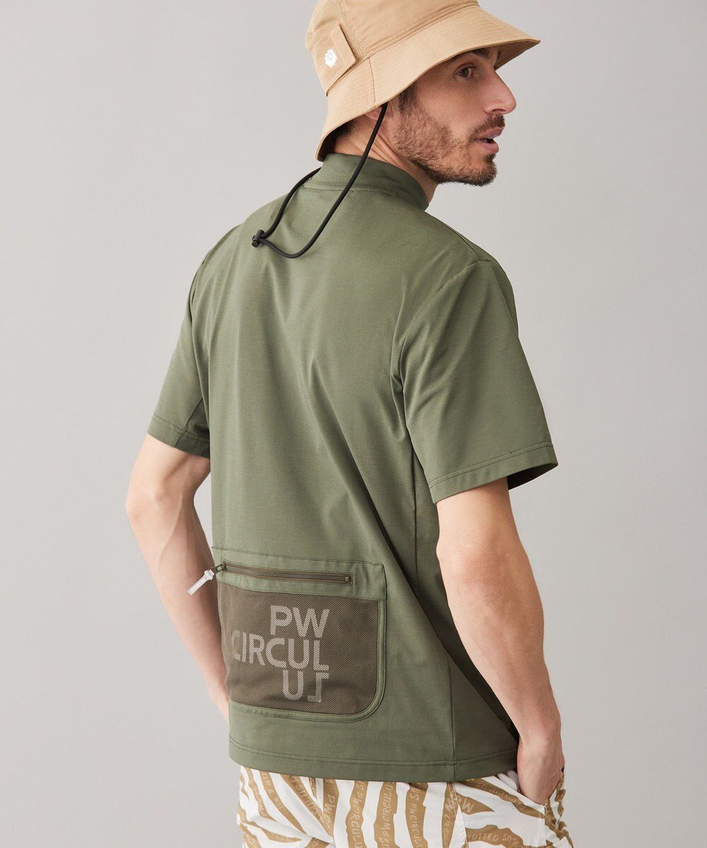 【ピーダブリュサーキュラス/PW CIRCULUS / MEN】の【UVカット / 吸水速乾 / 伸縮性抜群】【MEN】メッシュポケットモック インテリア・キッズ・メンズ・レディースファッション・服の通販 founy(ファニー) 　ファッション　Fashion　メンズファッション　MEN　トップス・カットソー　Tops/Tshirt/Men　シャツ　Shirts　カットソー　Cut And Sew　クール　Cool　ゴルフ　Golf　ストレッチ　Stretch　プリント　Print　ポケット　Pocket　メッシュ　Mesh　モックネック　Mock Neck　吸水　Water Absorption　夏　Summer　春　Spring　S/S・春夏　Ss・Spring/Summer　透かし　Watermark　カーキ系|ID: prp329100004535182 ipo3291000000032050006