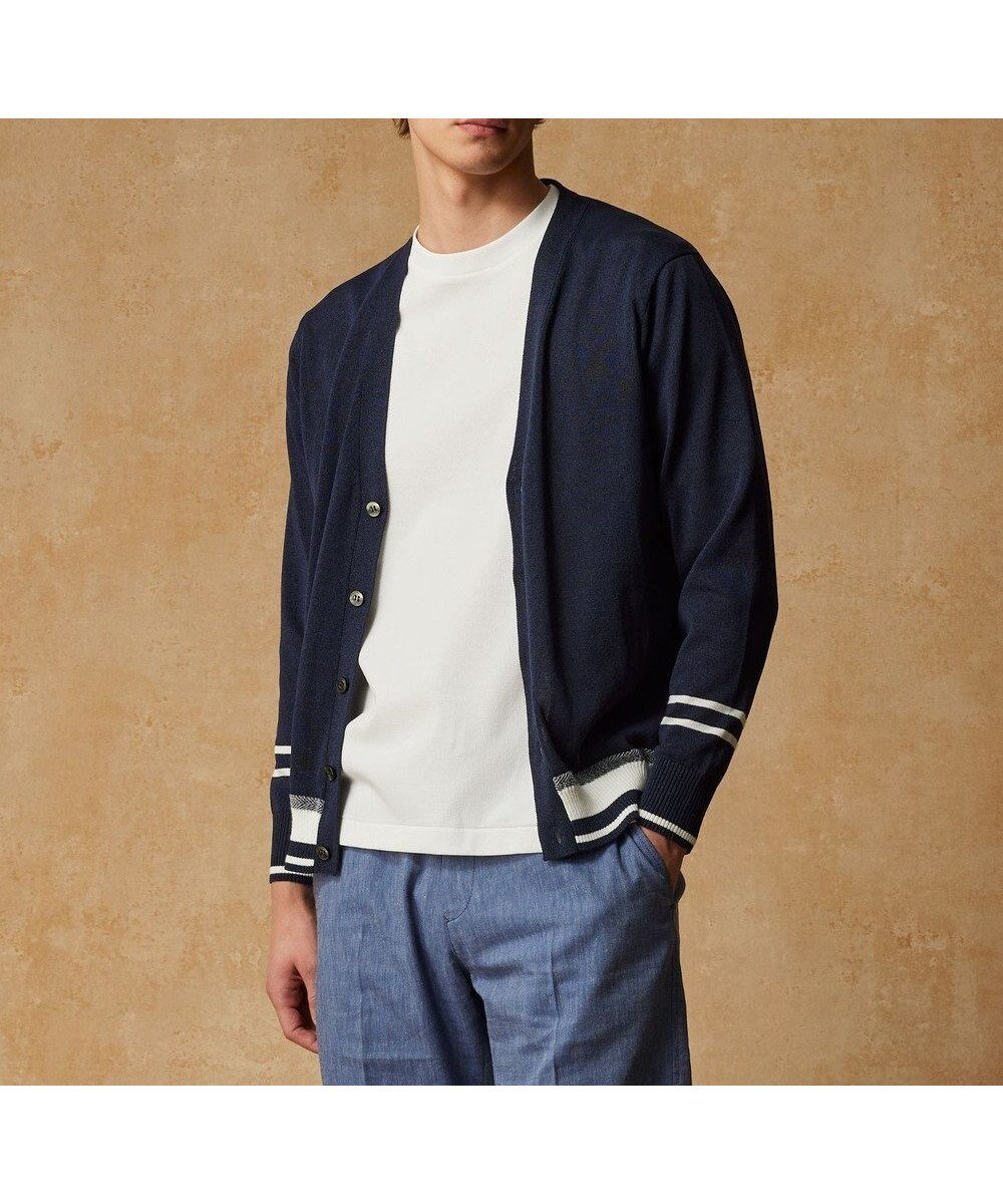 【ジョセフ アブード/JOSEPH ABBOUD / MEN】の【エコ素材/軽量/通気性/速乾性】ペーパーヤーンニット カーディガン インテリア・キッズ・メンズ・レディースファッション・服の通販 founy(ファニー) 　ファッション　Fashion　メンズファッション　MEN　トップス・カットソー　Tops/Tshirt/Men　ニット　Knit Tops　カーディガン　Cardigans　カーディガン　Cardigan　ヘリンボーン　Herringbone　夏　Summer　春　Spring　S/S・春夏　Ss・Spring/Summer　羽織　Haori　軽量　Lightweight　ネイビー系|ID: prp329100004535184 ipo3291000000032050013