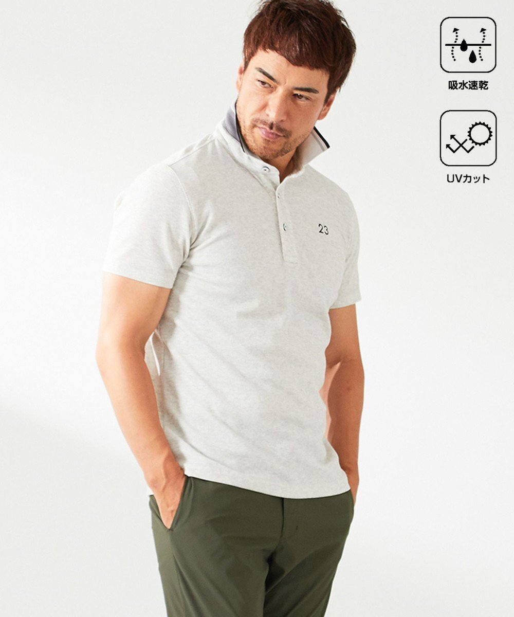 【23区 ゴルフ/23区GOLF / MEN】の【MEN】【吸水速乾/UVカット】ベーシック ポロシャツ インテリア・キッズ・メンズ・レディースファッション・服の通販 founy(ファニー) 　ファッション　Fashion　メンズファッション　Fashion for Men　トップス・カットソー　Cut & Sew Tops　メンズシャツ　Shirts　ポロシャツ / きれいめカジュアルスタイル　Polo Shirts　春　Spring　吸水　Absorbent, Quick-Dry　スポーティ　Sporty, Casual Athletic　定番　Standard, Basic Item　ベーシック　Basic, Essential　ボトム　Bottoms, Lower Wear　ポケット　Pocket, Pocket Detail　ポロシャツ　Polo Shirt, Collared Tee　無地　Plain, Solid Color　S/S・春夏　SS, Spring/Summer, Warm Season　おすすめ　Recommended / Our Picks　夏　Summer　旅行　Travel　エレガント 上品　Elegant　ゴルフ　Golf　ビジネス 仕事 通勤　Business / Work / Commuting　ライトグレー系|ID: prp329100004535192 ipo3291000000033474540