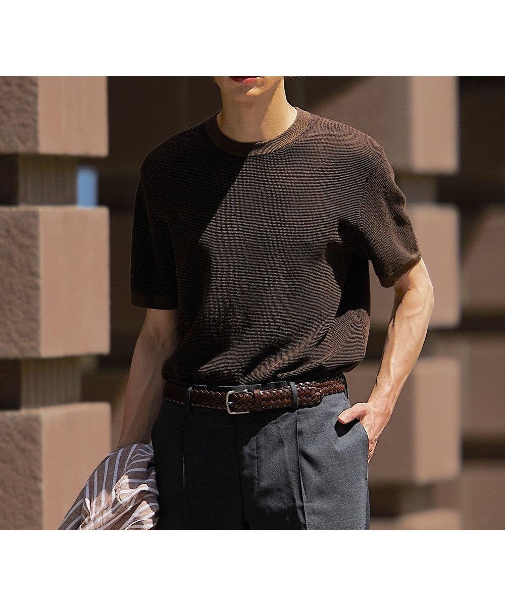 【ジェイ プレス/J.PRESS / MEN】の【ビジネスインナー推奨】【HYBRID LINEN】ニットTシャツ インテリア・キッズ・メンズ・レディースファッション・服の通販 founy(ファニー) 　ファッション　Fashion　メンズファッション　Fashion for Men　トップス・カットソー　Cut & Sew Tops　ニット・セーター / 定番トップス　Knit Tops & Sweaters　メンズシャツ　Shirts　インナー　Innerwear　オーガニック　Organic Cotton　春　Spring　カットソー　Cut and Sewn Top　定番　Standard, Basic Item　フィット　Fit, Slim Fit　フランス　France, French　ボーダー　Border, Stripe　リネン　Linen, Linen Fabric　レギュラー　Regular, Standard Fit　S/S・春夏　SS, Spring/Summer, Warm Season　おすすめ　Recommended / Our Picks　夏　Summer　ビジネス 仕事 通勤　Business / Work / Commuting　ブラウン系1|ID: prp329100004535199 ipo3291000000034921966