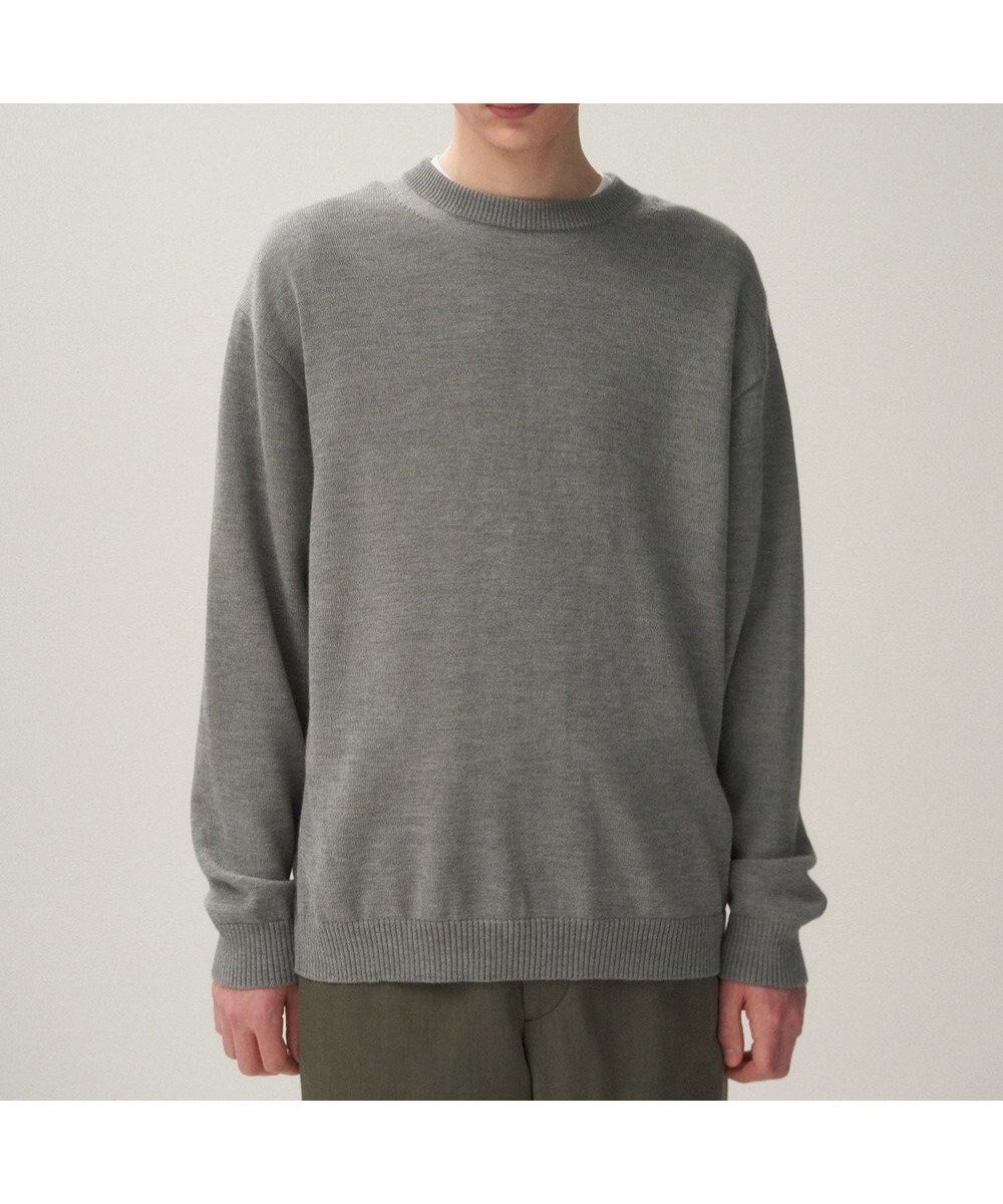 【エイトン/ATON】のWOOL WASHI クルーネックセーター - UNISEX インテリア・キッズ・メンズ・レディースファッション・服の通販 founy(ファニー) 　ファッション　Fashion　レディースファッション　Fashion for Women　トップス・カットソー　Cut & Sew Tops　ニット　Knit Tops & Sweaters　スウェット / スエット　Sweatshirt, Sweatwear　セーター　Sweater, Knitwear　ユニセックス　Unisex, Genderless　リネン　Linen, Linen Fabric　リラックス　Relax, Relaxed Fit　A/W・秋冬　Autumn/Winter　S/S・春夏　SS, Spring/Summer, Warm Season　新作・新入荷　New Arrivals / New In　夏　Summer　GRAY|ID: prp329100004535203 ipo3291000000033044339