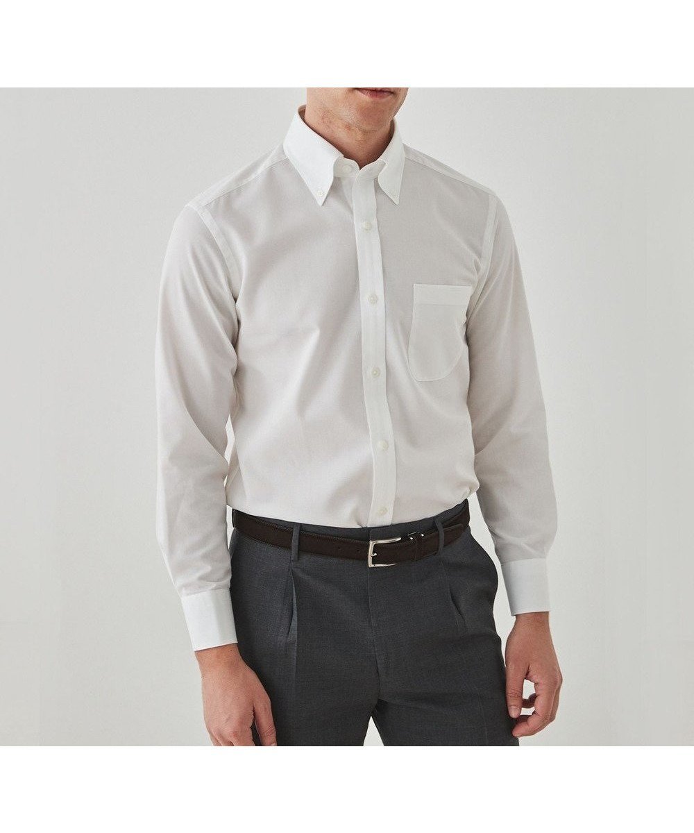 【五大陸/gotairiku / MEN】の春夏向け【形態安定】SUMMERPREMIUMPLEATS_ボタンダウンカラー 長袖ドレスシャツ(25年春夏モデル) インテリア・キッズ・メンズ・レディースファッション・服の通販 founy(ファニー) 　ファッション　Fashion　メンズファッション　Fashion for Men　トップス・カットソー　Cut & Sew Tops　メンズシャツ　Shirts　春　Spring　ストレッチ　Stretch, Stretchy Fabric　スーピマ　Supima, Premium Cotton　ドレス　Dress, One-Piece　定番　Standard, Basic Item　長袖　Long Sleeve, Full Sleeve　レギュラー　Regular, Standard Fit　S/S・春夏　SS, Spring/Summer, Warm Season　夏　Summer　ホワイト系|ID: prp329100004535205 ipo3291000000034584583