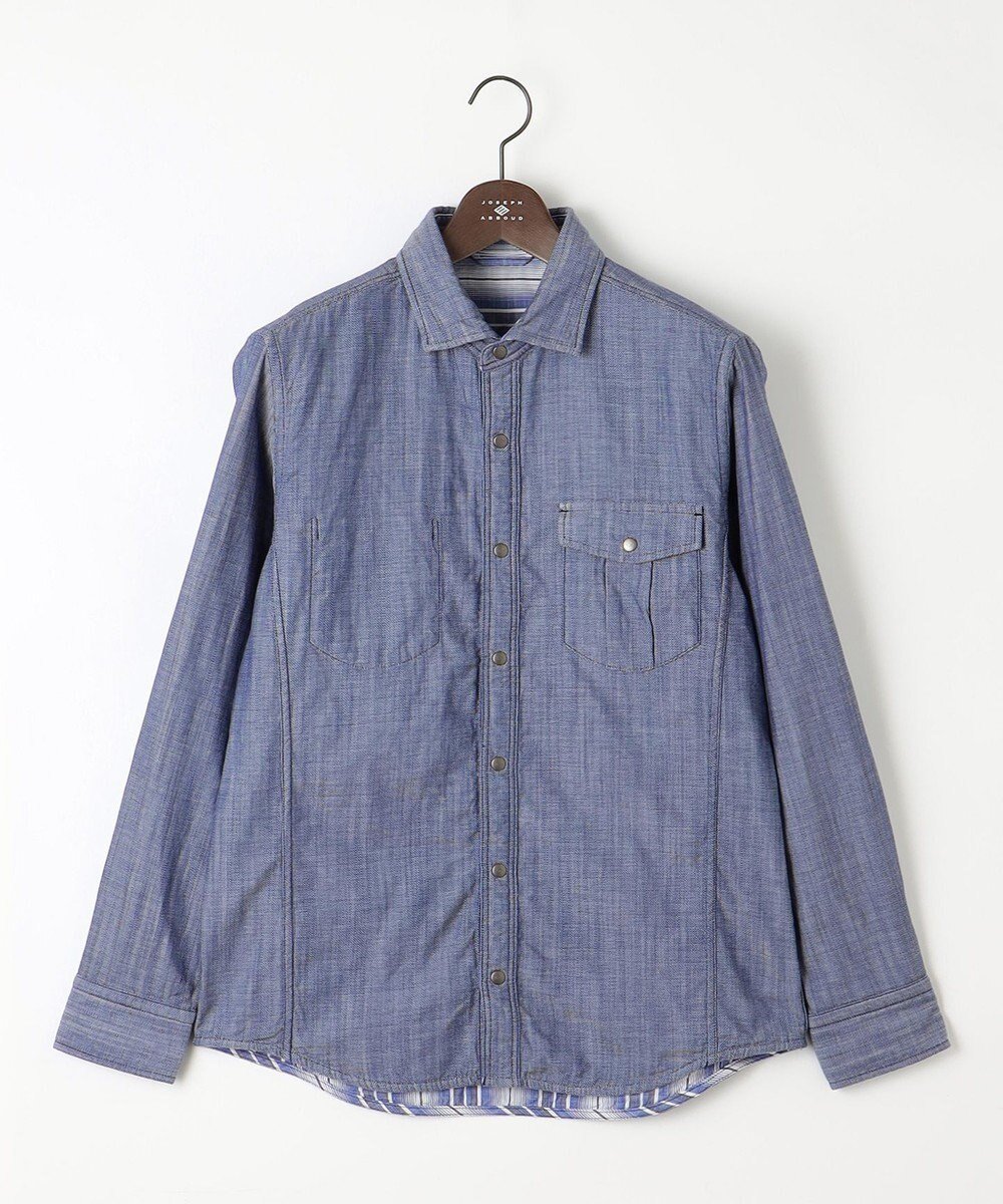 【ジョセフ アブード/JOSEPH ABBOUD / MEN】の【2WAY】リバーシブル シャツ インテリア・キッズ・メンズ・レディースファッション・服の通販 founy(ファニー) 　ファッション　Fashion　メンズファッション　Fashion for Men　トップス・カットソー　Cut & Sew Tops　メンズシャツ　Shirts　シャンブレー　Chambray, Denim-Like Fabric　ストライプ　Stripe, Striped Pattern　ドット　Polka Dot, Dot Pattern　パターン　Pattern, Design Print　リバーシブル　Reversible, Two-Sided　ワイヤー　Wire, Wired Bra　夏　Summer　定番　Standard, Basic Item　春　Spring　S/S・春夏　SS, Spring/Summer, Warm Season　無地　Plain, Solid Color　サックスブルー系|ID: prp329100004535206 ipo3291000000034188322