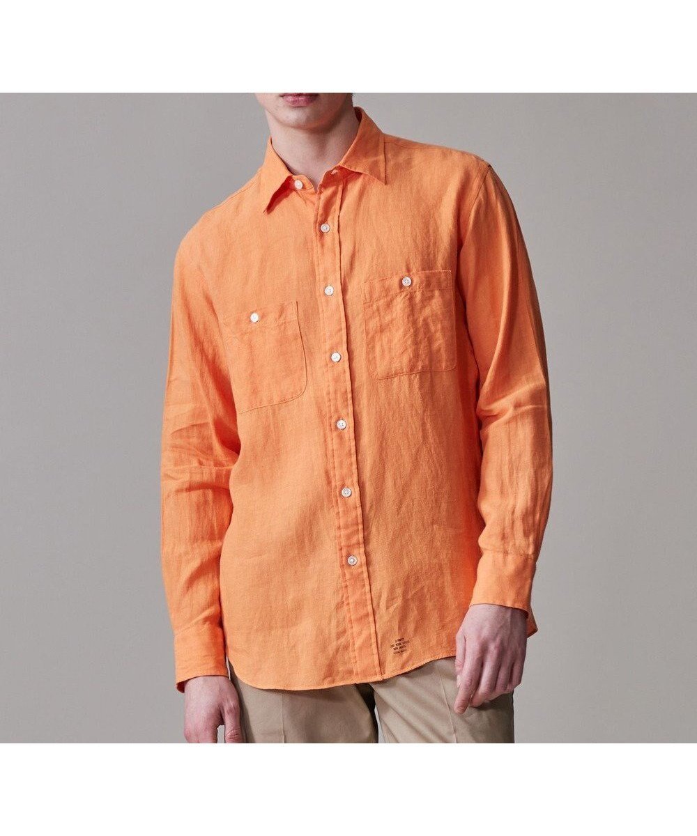 【ジェイ プレス/J.PRESS / MEN】の【洗える】リネントロピカル シャツ / レギュラー インテリア・キッズ・メンズ・レディースファッション・服の通販 founy(ファニー) 　ファッション　Fashion　メンズファッション　MEN　トップス・カットソー　Tops/Tshirt/Men　シャツ　Shirts　インナー　Inner　春　Spring　洗える　Washable　ドレス　Dress　バランス　Balance　パターン　Pattern　ベーシック　Basic　羽織　Haori　メンズ　Mens　リゾート　Resort　リネン　Linen　レギュラー　Regular　S/S・春夏　Ss・Spring/Summer　再入荷　Restock/Back In Stock/Re Arrival　おすすめ　Recommend　夏　Summer　オレンジ系|ID: prp329100004535224 ipo3291000000032050229
