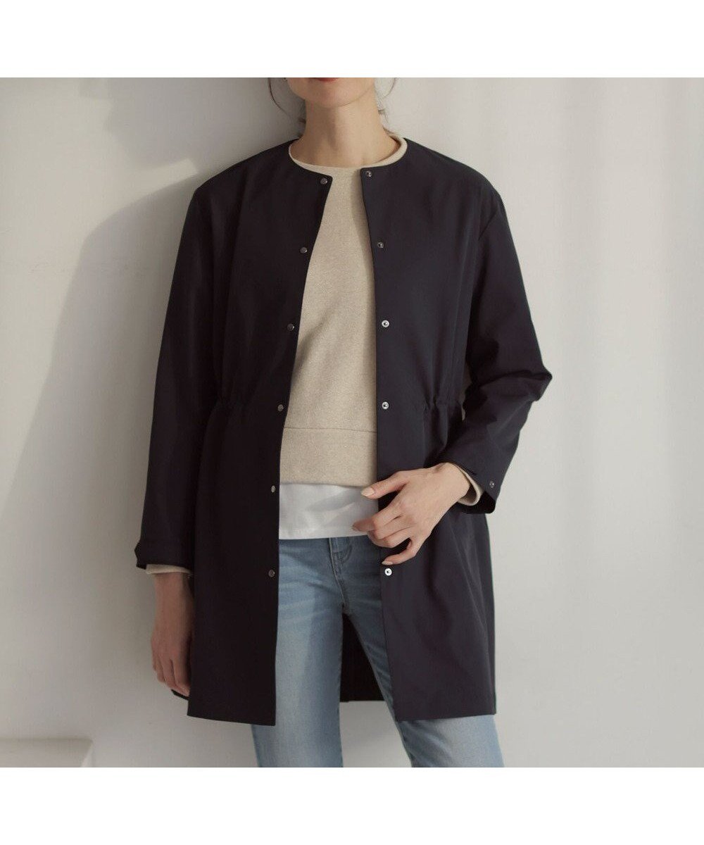 【ジェイ プレス/J.PRESS】の【洗える・撥水】ドライツイルストレッチ ノーカラー コート インテリア・キッズ・メンズ・レディースファッション・服の通販 founy(ファニー) 　ファッション　Fashion　レディースファッション　Fashion for Women　アウター　Coat / Outerwear Collection　コート・ロングコート・ピーコート　Long Coats, Peacoats & More　レディースジャケット・軽アウター　Jackets　インナー　Innerwear　春　Spring　洗える　Machine Washable　カフス　Cuff Design　ギャザー　Gathered, Ruffled　ジャケット　Jacket, Outerwear　ストレッチ　Stretch, Stretchy Fabric　ドット　Polka Dot, Dot Pattern　フィット　Fit, Slim Fit　フロント　Front, Front Design　S/S・春夏　SS, Spring/Summer, Warm Season　夏　Summer　ネイビー系|ID: prp329100004535259 ipo3291000000033552132