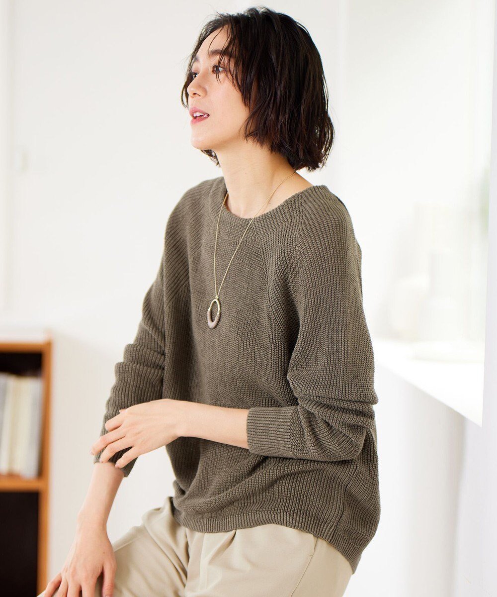 【自由区/JIYU-KU】の【カタログ掲載・WEB限定カラーあり・洗える】リネンミドルゲージボートネック ニット インテリア・キッズ・メンズ・レディースファッション・服の通販 founy(ファニー) 　ファッション　Fashion　レディースファッション　Fashion for Women　トップス・カットソー　Cut & Sew Tops　ニット　Knit Tops & Sweaters　春　Spring　洗える　Machine Washable　シンプル　Simple, Minimal　スリット　Slit, Slit Detail　セーター　Sweater, Knitwear　トレンド　Trend, Trending Now　フランス　France, French　フレンチ　French, French Style　プレート　Plate, Dish　ボトム　Bottoms, Lower Wear　リネン　Linen, Linen Fabric　リラックス　Relax, Relaxed Fit　冬　Winter / This Winter　S/S・春夏　SS, Spring/Summer, Warm Season　夏　Summer　カーキ|ID: prp329100004535292 ipo3291000000033488126