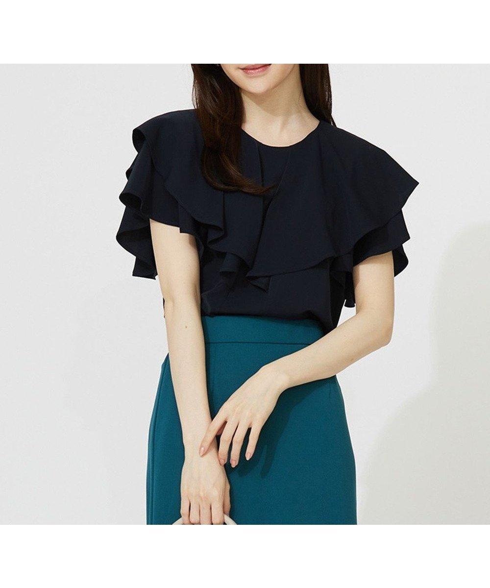 【エニィ スィス/any SiS】の【接触冷感・吸水速乾・UVカット】サラキレイ フリル ブラウス インテリア・キッズ・メンズ・レディースファッション・服の通販 founy(ファニー) ファッション Fashion レディースファッション Fashion for Women トップス・カットソー Cut & Sew Tops シャツ・ブラウス・オフィスカジュアル Elegant Blouses & Button-Ups 春 Spring 吸水 Absorbent, Quick-Dry スキッパー Skipper, Open Collar ストレッチ Stretch, Stretchy Fabric スリット Slit, Slit Detail スリーブ Sleeve, Long Sleeve / Short Sleeve セットアップ Set-Up, Coordinated Outfit デコルテ Décolleté, Neckline フリル Frill, Ruffle フレア Flare, Flared フレンチ French, French Style ボトム Bottoms, Lower Wear ワイド Wide, Wide Fit S/S・春夏 SS, Spring/Summer, Warm Season おすすめ Recommended / Our Picks 夏 Summer エレガント 上品 Elegant 新作・新入荷 New Arrivals / New In ネイビー|ID: prp329100004535322 ipo3291000000033564476