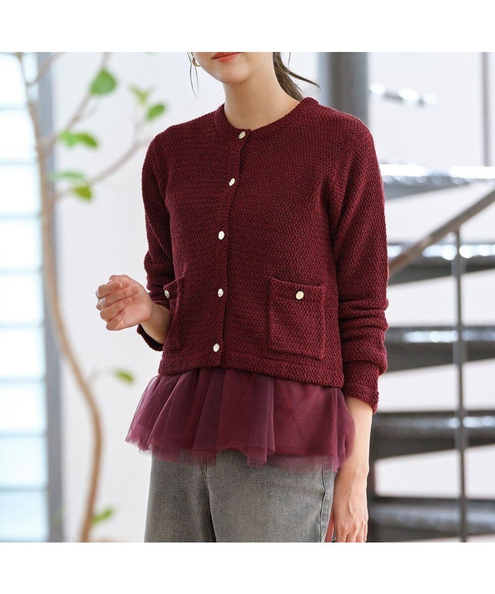 【エニィ スィス/any SiS】の【2SET】チュールインナー ツイン インテリア・キッズ・メンズ・レディースファッション・服の通販 founy(ファニー) 　ファッション　Fashion　レディースファッション　WOMEN　トップス・カットソー　Tops/Tshirt　アンサンブル　Knit Ensemble　アクリル　Acrylic　アンサンブル　Ensemble　インナー　Inner　カーディガン　Cardigan　ストレッチ　Stretch　ダウン　Down　チュール　Tulle　デニム　Denim　フェミニン　Feminine　ベーシック　Basic　ペプラム　Peplum　ボトム　Bottom　エレガント 上品　Elegant　A/W・秋冬　Aw・Autumn/Winter・Fw・Fall-Winter　ボルドー|ID: prp329100004535328 ipo3291000000032050825