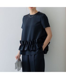 【23区/NIJYUSANKU】の【APPLAUDIR】クリアダブルサテン フリルヘム ブラウス 人気、トレンドファッション・服の通販 founy(ファニー) ファッション Fashion レディースファッション WOMEN トップス・カットソー Tops/Tshirt シャツ/ブラウス Shirts/Blouses 春 Spring サテン Satin シルク Silk シンプル Simple セットアップ Set Up ダブル Double なめらか Smooth パーティ Party フリル Frills ボトム Bottom 半袖 Short Sleeve S/S・春夏 Ss・Spring/Summer おすすめ Recommend 夏 Summer セレモニー Ceremony 結婚式 Wedding Ceremony 2025年 2025 2025春夏・S/S Ss,Spring/Summer,2025 |ID:prp329100004535340
