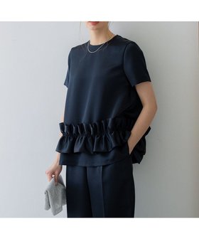 【23区/NIJYUSANKU】の【APPLAUDIR】クリアダブルサテン フリルヘム ブラウス 人気、トレンドファッション・服の通販 founy(ファニー) ファッション Fashion レディースファッション Fashion for Women トップス・カットソー Cut & Sew Tops シャツ・ブラウス・オフィスカジュアル Elegant Blouses & Button-Ups 春 Spring サテン Satin, Glossy Fabric シルク Silk, 100% Silk シンプル Simple, Minimal セットアップ Set-Up, Coordinated Outfit ダブル Double, Double-Breasted なめらか Smooth, Silky Texture パーティ Party, Party Style フリル Frill, Ruffle ボトム Bottoms, Lower Wear 半袖 Short Sleeve, Half Sleeve S/S・春夏 SS, Spring/Summer, Warm Season おすすめ Recommended / Our Picks 夏 Summer セレモニー Ceremony 結婚式 Wedding 2025年 2025 2025春夏・S/S Spring/Summer 2025 SS25 |ID:prp329100004535340