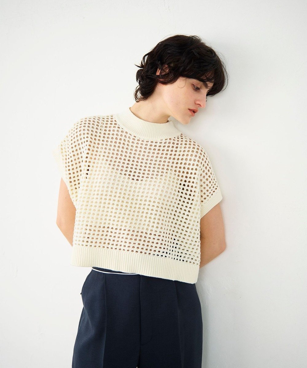 【グレース コンチネンタル/GRACE CONTINENTAL】のメッシュルーズニットトップ 人気、トレンドファッション・服の通販 founy(ファニー) 　ファッション　Fashion　レディースファッション　WOMEN　トップス・カットソー　Tops/Tshirt　ニット　Knit Tops　オレンジ　Orange　シアー　Sheer　ショート　Short　ハイネック　High Neck　バランス　Balance　ベスト　Vest　ベーシック　Basic　メッシュ　Mesh　ロング　Long　エレガント 上品　Elegant　今季　This Season　夏　Summer　春　Spring　S/S・春夏　Ss・Spring/Summer　長袖　Long Sleeve　 other-1|ID: prp329100004535342 ipo3291000000032143241