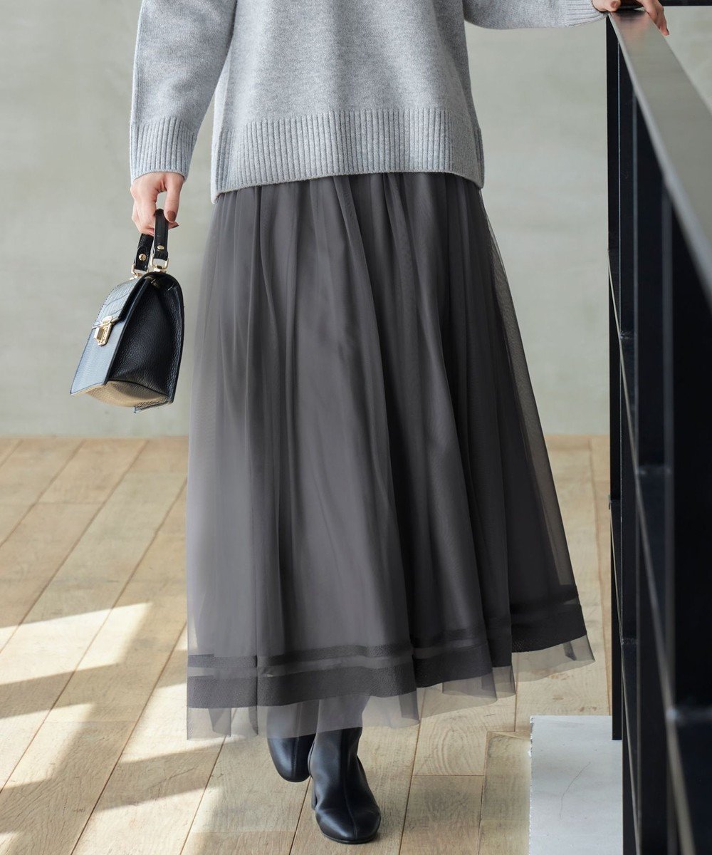 【自由区/JIYU-KU】の【洗える】チュールエンブロイダリー スカート インテリア・キッズ・メンズ・レディースファッション・服の通販 founy(ファニー) 　ファッション　Fashion　レディースファッション　Fashion for Women　スカート　Skirts　チュール　Tulip, Tulip Motif　エレガント 上品　Elegant　夏　Summer　春　Spring　S/S・春夏　SS, Spring/Summer, Warm Season　洗える　Machine Washable　スレート|ID: prp329100004535355 ipo3291000000033642631