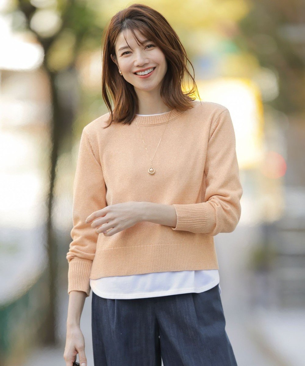 【ジェイ プレス/J.PRESS】の【洗える】Reeves Shine クルーネック ニット 人気、トレンドファッション・服の通販 founy(ファニー) 　ファッション　Fashion　レディースファッション　Fashion for Women　トップス・カットソー　Cut & Sew Tops　ニット　Knit Tops & Sweaters　イタリア　Italy　春　Spring　洗える　Machine Washable　スリット　Slit, Slit Detail　セーター　Sweater, Knitwear　人気　Popular, Best Seller　フィット　Fit, Slim Fit　ボトム　Bottoms, Lower Wear　メランジ　Melange, Mixed Yarn　ロング　Long, Long-Length　S/S・春夏　SS, Spring/Summer, Warm Season　おすすめ　Recommended / Our Picks　夏　Summer　エレガント 上品　Elegant　 other-1|ID: prp329100004535371 ipo3291000000032651514