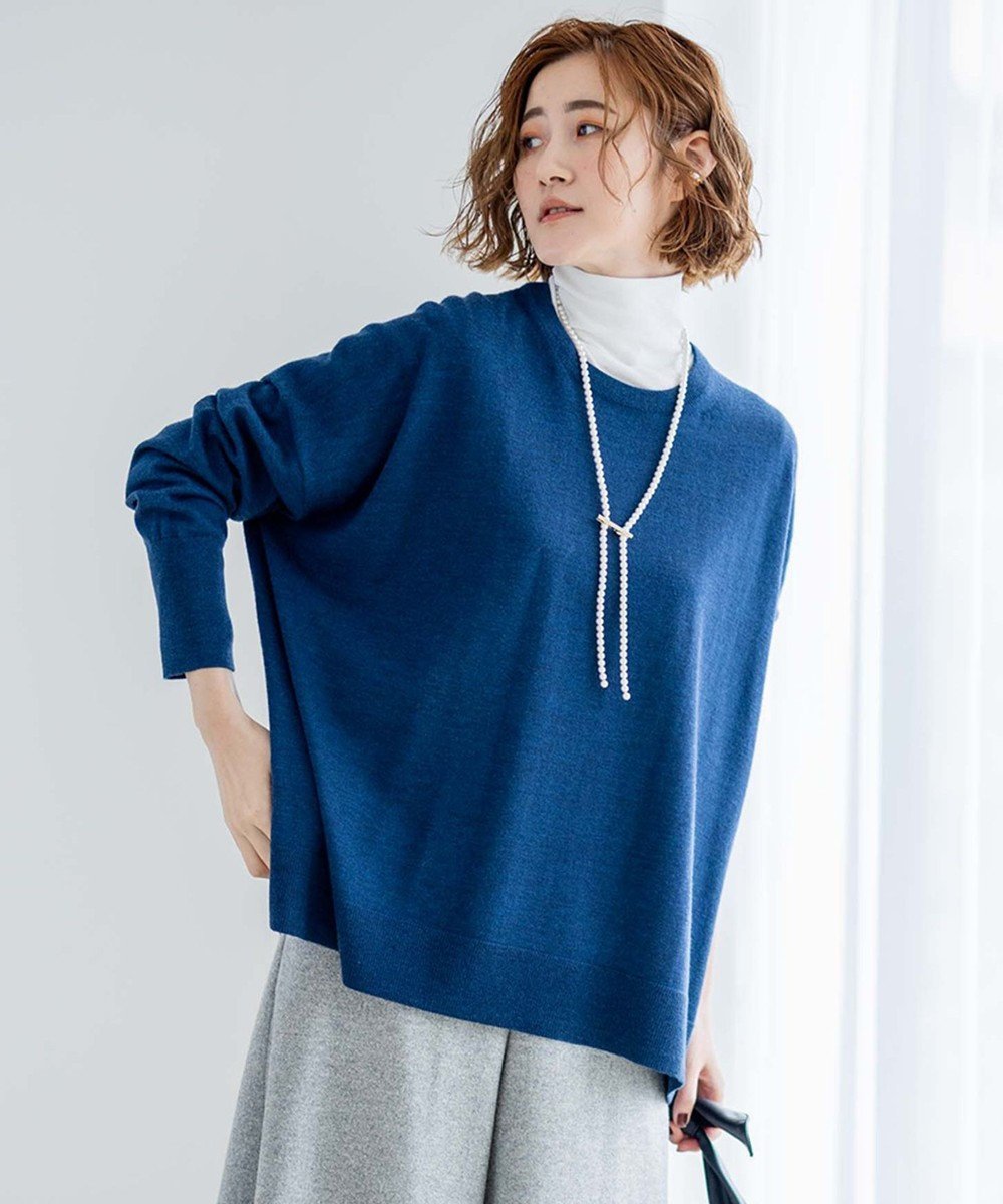 【23区/NIJYUSANKU】の【WEB限定カラーあり/洗える】ウーステッドウール ビッグシルエット ニット インテリア・キッズ・メンズ・レディースファッション・服の通販 founy(ファニー) 　ファッション　Fashion　レディースファッション　WOMEN　トップス・カットソー　Tops/Tshirt　ニット　Knit Tops　イエロー　Yellow　インナー　Inner　エレガント 上品　Elegant　オレンジ　Orange　洗える　Washable　今季　This Season　シルク　Silk　セーター　Sweater　タートルネック　Turtleneck　定番　Standard　ビッグ　Big　ヘムライン　Hemline　リラックス　Relax　A/W・秋冬　Aw・Autumn/Winter・Fw・Fall-Winter　冬　Winter　おすすめ　Recommend　2023年　2023　2023-2024秋冬・A/W　Aw/Autumn/Winter//Fw/Fall-Winter/2023-2024　ダルブルー系|ID: prp329100004535385 ipo3291000000032144797