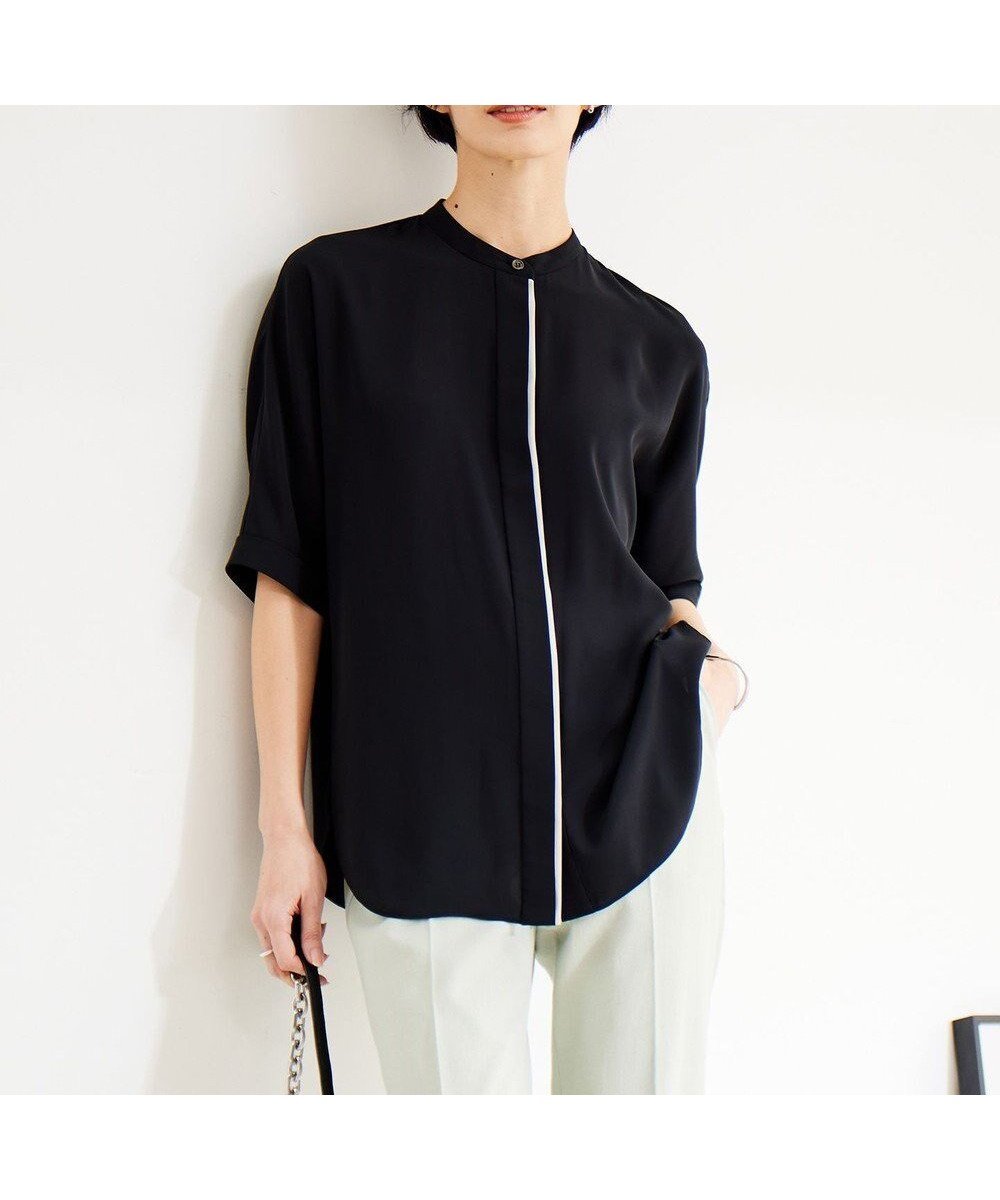 【アイシービー/iCB】の【新色追加・接触冷感・UVケア・速乾・洗える】BackSatinAmunzen 5分袖バンドカラーブラウス インテリア・キッズ・メンズ・レディースファッション・服の通販 founy(ファニー) 　ファッション　Fashion　レディースファッション　WOMEN　トップス・カットソー　Tops/Tshirt　シャツ/ブラウス　Shirts/Blouses　春　Spring　洗える　Washable　サテン　Satin　人気　Popularity　ワーク　Work　S/S・春夏　Ss・Spring/Summer　夏　Summer　2024年　2024　2024春夏・S/S　Ss,Spring/Summer,2024　ブラック系|ID: prp329100004535402 ipo3291000000032051271