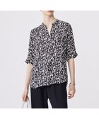【アイシービー/iCB】の【新色追加・接触冷感・UVケア・速乾・洗える】BackSatinAmunzen 5分袖 キーネックブラウス ブラック×オフホワイト系|ID: prp329100004535403 ipo3291000000032639676