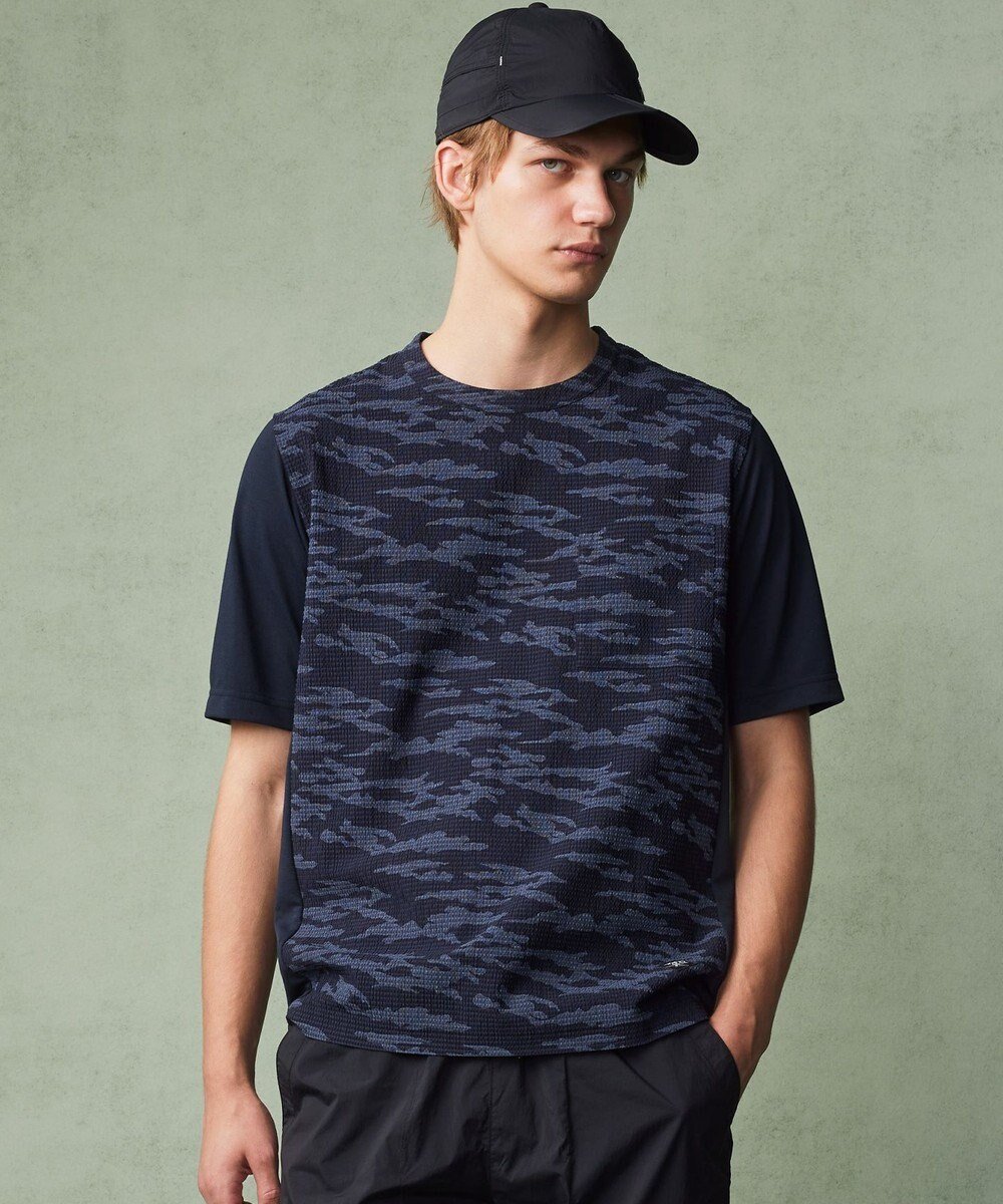【ジョセフ アブード マウンテン/JOSEPH ABBOUD MOUNTAIN】の【軽量/ストレッチ】メッシュサッカーカモ アウトドア Tシャツ インテリア・キッズ・メンズ・レディースファッション・服の通販 founy(ファニー) 　ファッション　Fashion　レディースファッション　WOMEN　トップス・カットソー　Tops/Tshirt　シャツ/ブラウス　Shirts/Blouses　ロング / Tシャツ　T-Shirts　カットソー　Cut and Sewn　アウトドア　Outdoor　カットソー　Cut And Sew　カモフラージュ　Camouflage　サッカー　Soccer　ストレッチ　Stretch　スマート　Smart　プリント　Print　夏　Summer　春　Spring　S/S・春夏　Ss・Spring/Summer　軽量　Lightweight　ネイビー系6|ID: prp329100004535415 ipo3291000000032051326