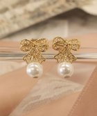 【ティアクラッセ/Tiaclasse】の【金属アレルギー対応/選べる2タイプ】リボン+パールピアス ゴールドA|ID: prp329100004535417 ipo3291000000035406786