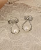 【ティアクラッセ/Tiaclasse】の【金属アレルギー対応/選べる2タイプ】リボン+パールピアス シルバーB|ID: prp329100004535417 ipo3291000000035406791