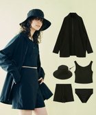 【三愛水着楽園/San-ai Resort】の【WEB限定】5点セット バケットハット付きUVカット リブタンキニ+ラッシュガードセット水着【BeachQueen(ビーチクイーン)】 ブラック|ID: prp329100004535461 ipo3291000000032051507
