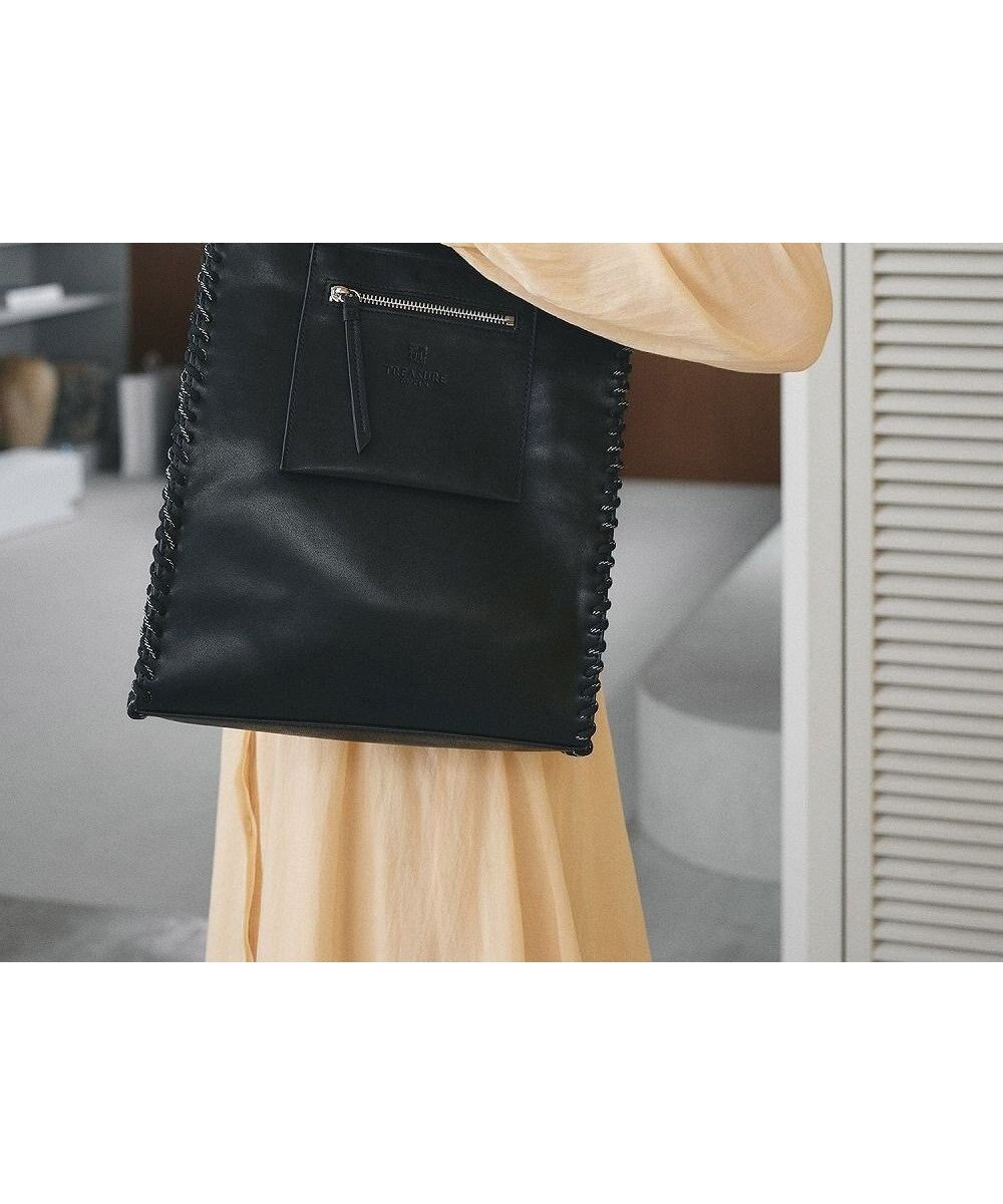【トプカピ/TOPKAPI】の【TREASURE TOPKAPI】フェイクレザー ポーチ付き パラコード かがりトートバッグ インテリア・キッズ・メンズ・レディースファッション・服の通販 founy(ファニー) 　ファッション　Fashion　レディースファッション　WOMEN　バッグ　Bag　ポーチ　Pouches　スタイリッシュ　Stylish　フェイクレザー　Faux Leather　フロント　Front　ポケット　Pocket　ポーチ　Pouch　ミックス　Mix　ブラック|ID: prp329100004535487 ipo3291000000032146953