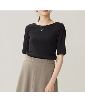 【自由区/JIYU-KU】の【洗える】ソフトリブ5分袖 Tシャツ 人気、トレンドファッション・服の通販 founy(ファニー) ファッション Fashion レディースファッション Fashion for Women トップス・カットソー Cut & Sew Tops シャツ・ブラウス・オフィスカジュアル Elegant Blouses & Button-Ups ロングTシャツ・Tシャツ Longline T-Shirts & Tees カットソー・ベーシックTシャツ Cut-and-Sewn Tops / Stretch Tees & Basics インナー Innerwear カットソー Cut and Sewn Top ジャケット Jacket, Outerwear ベーシック Basic, Essential 夏 Summer S/S・春夏 SS, Spring/Summer, Warm Season 洗える Machine Washable A/W・秋冬 Autumn/Winter |ID:prp329100004535551