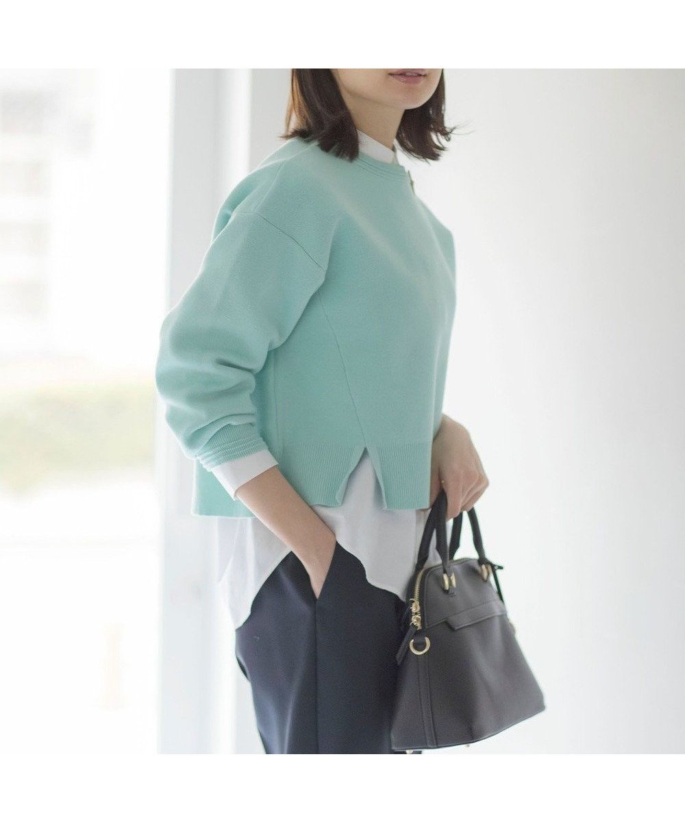 【組曲/KUMIKYOKU】のスウェットライクニットプルオーバー インテリア・キッズ・メンズ・レディースファッション・服の通販 founy(ファニー) 　ファッション　Fashion　レディースファッション　Fashion for Women　トップス・カットソー　Cut & Sew Tops　ニット　Knit Tops & Sweaters　レディースパーカー・カジュアルフーディー　Casual Hoodies & Sweatshirts　カジュアルプルオーバー・ニットトップス　Pullovers & Knit Tops / Casual Pullovers　スウェット・クルーネックトップス　Sweatshirts & Crewnecks / Relaxed Fit Sweat Tops　春　Spring　カットソー　Cut and Sewn Top　クロップド　Cropped, Short Length　ショルダー　Shoulder, Shoulder Strap　スウェット / スエット　Sweatshirt, Sweatwear　ストレッチ　Stretch, Stretchy Fabric　スリット　Slit, Slit Detail　セーター　Sweater, Knitwear　ダブル　Double, Double-Breasted　トレンド　Trend, Trending Now　ドロップ　Drop Shoulder, Dropped Style　バランス　Balance, Style Balance　S/S・春夏　SS, Spring/Summer, Warm Season　おすすめ　Recommended / Our Picks　夏　Summer　ミント系|ID: prp329100004535553 ipo3291000000033480248