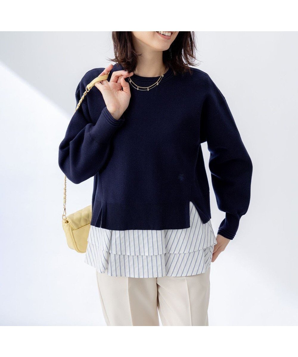 【組曲/KUMIKYOKU】のスウェットライクニットプルオーバー インテリア・キッズ・メンズ・レディースファッション・服の通販 founy(ファニー) 　ファッション　Fashion　レディースファッション　Fashion for Women　トップス・カットソー　Cut & Sew Tops　ニット　Knit Tops & Sweaters　レディースパーカー・カジュアルフーディー　Casual Hoodies & Sweatshirts　カジュアルプルオーバー・ニットトップス　Pullovers & Knit Tops / Casual Pullovers　スウェット・クルーネックトップス　Sweatshirts & Crewnecks / Relaxed Fit Sweat Tops　春　Spring　カットソー　Cut and Sewn Top　クロップド　Cropped, Short Length　ショルダー　Shoulder, Shoulder Strap　スウェット / スエット　Sweatshirt, Sweatwear　ストレッチ　Stretch, Stretchy Fabric　スリット　Slit, Slit Detail　セーター　Sweater, Knitwear　ダブル　Double, Double-Breasted　トレンド　Trend, Trending Now　ドロップ　Drop Shoulder, Dropped Style　バランス　Balance, Style Balance　S/S・春夏　SS, Spring/Summer, Warm Season　おすすめ　Recommended / Our Picks　夏　Summer　ネイビー系|ID: prp329100004535553 ipo3291000000033480251