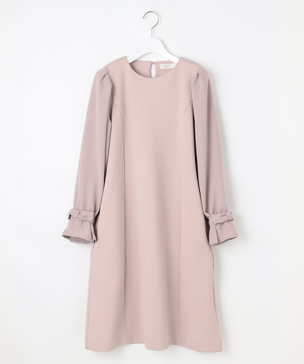 【フェルゥ/Feroux】の【洗える】リボンスリーブダンボール ワンピース インテリア・キッズ・メンズ・レディースファッション・服の通販 founy(ファニー) 　ファッション　Fashion　レディースファッション　Fashion for Women　ワンピース　Dresses　おすすめ　Recommended / Our Picks　オケージョン　Occasion Wear　ジョーゼット　Georgette, Semi-Sheer Fabric　セレモニー　Ceremony　ネックレス　Necklace, Pendant Necklace　パール　Pearl, Pearl Accent　フェミニン　Feminine, Girly　ブローチ　Brooch, Pin Brooch　リボン　Ribbon, Bow　ビジネス 仕事 通勤　Business / Work / Commuting　夏　Summer　S/S・春夏　SS, Spring/Summer, Warm Season　洗える　Machine Washable　A/W・秋冬　Autumn/Winter　ピンク系|ID: prp329100004535571 ipo3291000000033712689