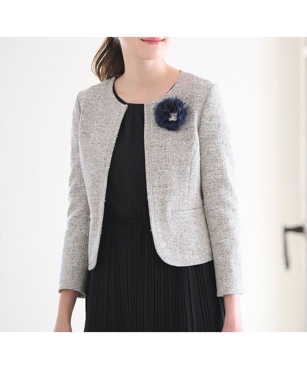 【エニィ スィス/any SiS】のミニライトボーダー ジャケット インテリア・キッズ・メンズ・レディースファッション・服の通販 founy(ファニー) 　ファッション　Fashion　レディースファッション　WOMEN　アウター　Coat Outerwear　ジャケット　Jackets　ノーカラージャケット　No Collar Leather Jackets　エレガント 上品　Elegant　シンプル　Simple　ジャケット　Jacket　スリット　Slit　セレモニー　Ceremony　ダウン　Down　ツイード　Tweed　ミックス　Mix　夏　Summer　S/S・春夏　Ss・Spring/Summer　A/W・秋冬　Aw・Autumn/Winter・Fw・Fall-Winter　ビジネス 仕事 通勤　Business　シャンブレーグレー|ID: prp329100004535577 ipo3291000000032147018