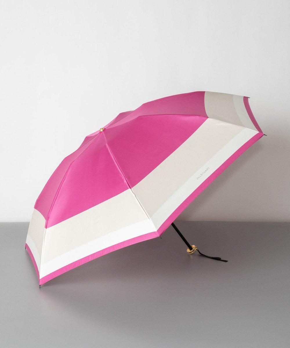 【アウロラ/AURORA】のJILL STUART ジル スチュアート バイカラー柄 雨傘(折り畳みミニ傘) インテリア・キッズ・メンズ・レディースファッション・服の通販 founy(ファニー) 　ファッション　Fashion　レディースファッション　WOMEN　傘 / レイングッズ　Umbrellas/Rainwear　シンプル　Simple　ツイル　Twill　ブロック　Block　プリント　Print　エレガント 上品　Elegant　傘　Umbrella　フューシャピンク|ID: prp329100004535702 ipo3291000000032052659