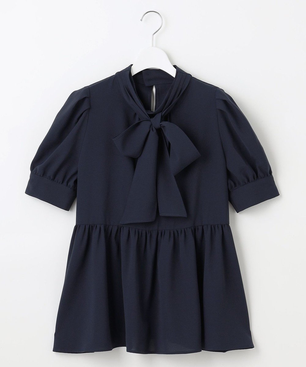 【フェルゥ/Feroux】の【洗える】ペプラム ボウタイブラウス インテリア・キッズ・メンズ・レディースファッション・服の通販 founy(ファニー) 　ファッション　Fashion　レディースファッション　WOMEN　トップス・カットソー　Tops/Tshirt　シャツ/ブラウス　Shirts/Blouses　春　Spring　洗える　Washable　ジョーゼット　Georgette　ペプラム　Peplum　S/S・春夏　Ss・Spring/Summer　おすすめ　Recommend　夏　Summer　エレガント 上品　Elegant　ビジネス 仕事 通勤　Business　ネイビー系|ID: prp329100004535732 ipo3291000000032135017
