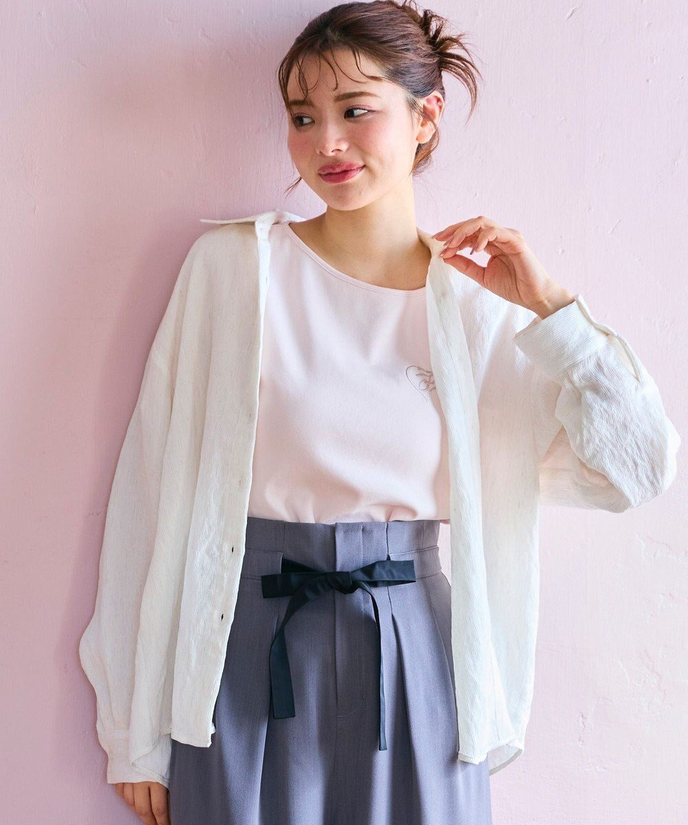 【フェルゥ/Feroux】のナチュラルタッチ 楊柳 シャツ インテリア・キッズ・メンズ・レディースファッション・服の通販 founy(ファニー) 　ファッション　Fashion　レディースファッション　Ladies' Fashion Online　トップス・カットソー　Tops/Tshirt　シャツ/ブラウス　Shirts/Blouses　シンプル　Simple　プレート　Plate　リボン　Ribbon　夏　Summer　春　Spring　S/S・春夏　Ss・Spring/Summer　アイボリー系|ID: prp329100004535738 ipo3291000000032666346