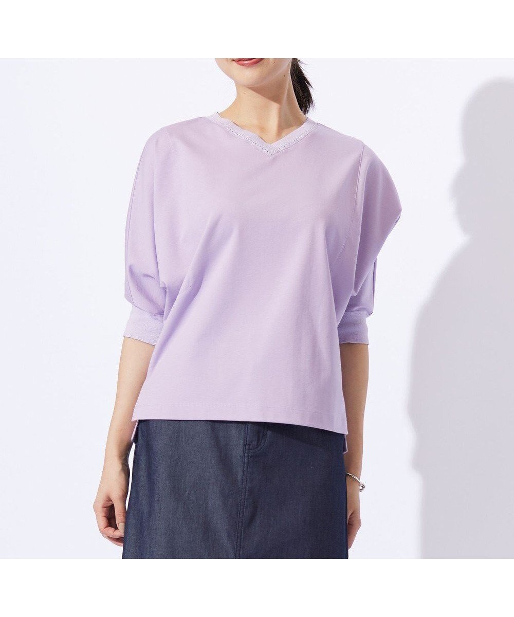 【ジェイ プレス/J.PRESS】のTCポンチ ニットコンビ ドルマン カットソー インテリア・キッズ・メンズ・レディースファッション・服の通販 founy(ファニー) ファッション Fashion レディースファッション Fashion for Women トップス・カットソー Cut & Sew Tops ニット Knit Tops & Sweaters シャツ・ブラウス・オフィスカジュアル Elegant Blouses & Button-Ups ロングTシャツ・Tシャツ Longline T-Shirts & Tees カットソー・ベーシックTシャツ Cut-and-Sewn Tops / Stretch Tees & Basics カットソー Cut and Sewn Top クラシカル Classical, Vintage-Inspired コンビ Combo, Combination Style シルケット Silket, Silky Cotton スリット Slit, Slit Detail ボトム Bottoms, Lower Wear ラベンダー Lavender リブニット Rib Knit, Ribbed Knit リラックス Relax, Relaxed Fit A/W・秋冬 Autumn/Winter エレガント 上品 Elegant ラベンダー系|ID: prp329100004535762 ipo3291000000034247698