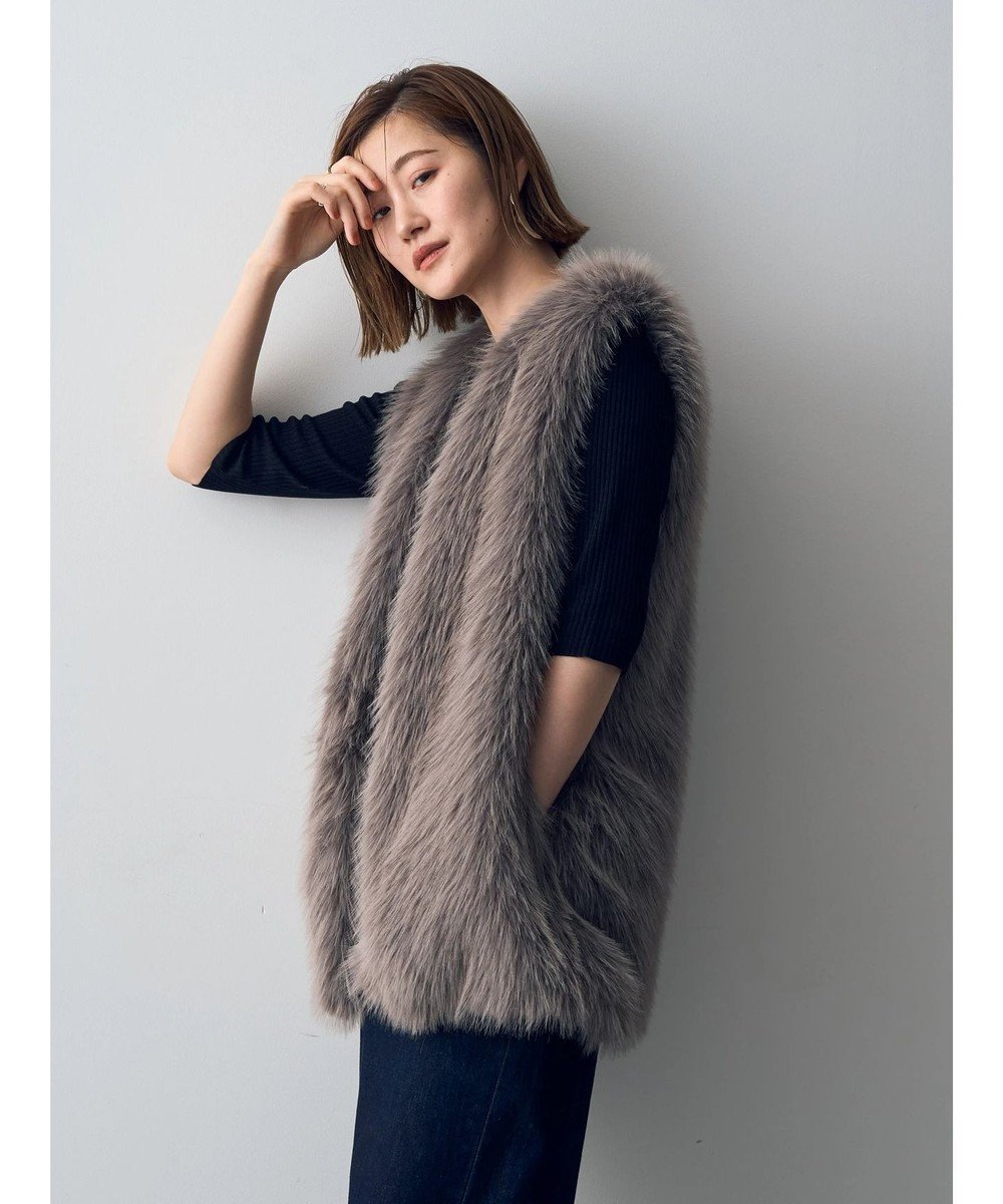 【イェッカ ヴェッカ/YECCA VECCA】のフェイクファージレ インテリア・キッズ・メンズ・レディースファッション・服の通販 founy(ファニー) 　ファッション　Fashion　レディースファッション　Fashion for Women　アウター　Coat / Outerwear Collection　コート・ロングコート・ピーコート　Long Coats, Peacoats & More　レディースジャケット・軽アウター　Jackets　インナー　Innerwear　エレガント 上品　Elegant　ジャケット　Jacket, Outerwear　バランス　Balance, Style Balance　ボックス　Boxy, Box Shape　ボトム　Bottoms, Lower Wear　ポケット　Pocket, Pocket Detail　A/W・秋冬　Autumn/Winter　Charcoal Gray|ID: prp329100004535784 ipo3291000000033542519
