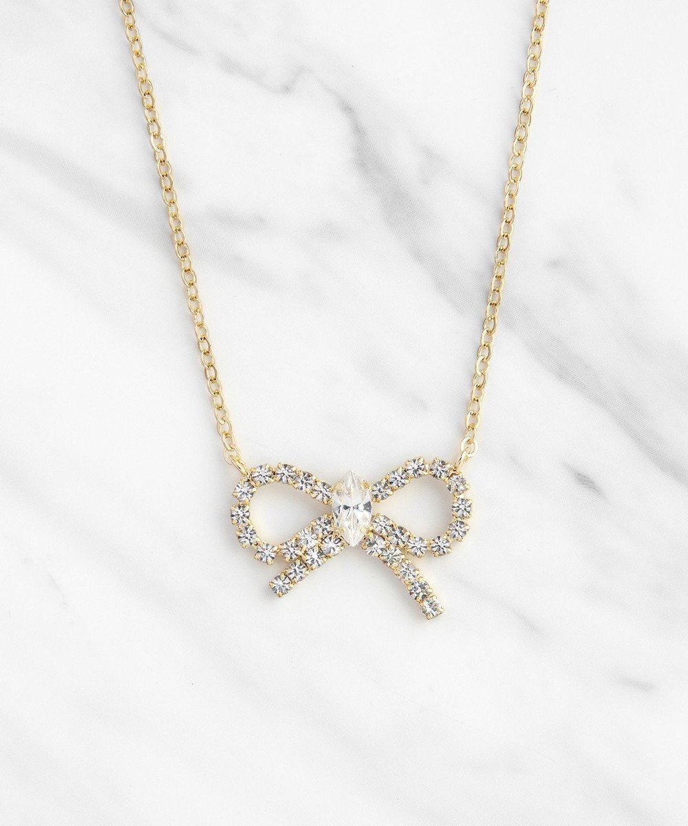 【トッカ/TOCCA】のGLITTER RIBBIN NECKLACE ネックレス インテリア・キッズ・メンズ・レディースファッション・服の通販 founy(ファニー) 　ファッション　Fashion　レディースファッション　Fashion for Women　ジュエリー　Jewelry　ネックレス　Necklaces & Pendants　アクセサリー　Fashion Accessories　アシンメトリー　Asymmetrical Style　イヤリング　Earrings　ストーン　Stone, Gem-Like　雑誌　Magazine, Fashion Magazine　トレンド　Trend, Trending Now　ネックレス　Necklace, Pendant Necklace　パール　Pearl, Pearl Accent　ビジュー　Bijou, Jewel-like Accent　フォルム　Silhouette, Form　モダン　Modern, Contemporary　モチーフ　Motif, Design Theme　リボン　Ribbon, Bow　おすすめ　Recommended / Our Picks　エレガント 上品　Elegant　ギフト プレゼント　Gift / Present　ゴールド×クリア系|ID: prp329100004535795 ipo3291000000033712731