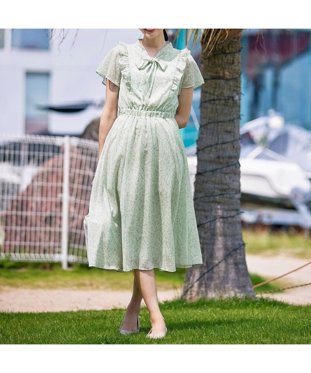 【ティアクラッセ/Tiaclasse】の【洗える】花柄ボウタイフレアワンピース 人気、トレンドファッション・服の通販 founy(ファニー) 　ファッション　Fashion　レディースファッション　WOMEN　ワンピース　Dress　ガーリー　Girly　シフォン　Chiffon　スリーブ　Sleeve　フェミニン　Feminine　フリル　Frills　フレア　Flare　プリント　Print　ポケット　Pocket　リボン　Ribbon　エレガント 上品　Elegant　夏　Summer　春　Spring　S/S・春夏　Ss・Spring/Summer　楽ちん　Easy　洗える　Washable　 other-1|ID: prp329100004535818 ipo3291000000032053267
