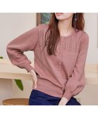 【ティアクラッセ/Tiaclasse】の【洗える】透かし柄ニットコンビカーディガン ピンク|ID: prp329100004535821 ipo3291000000032579297