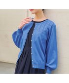 【ティアクラッセ/Tiaclasse】の【洗える】透かし柄ニットコンビカーディガン ブルー|ID: prp329100004535821 ipo3291000000032579298