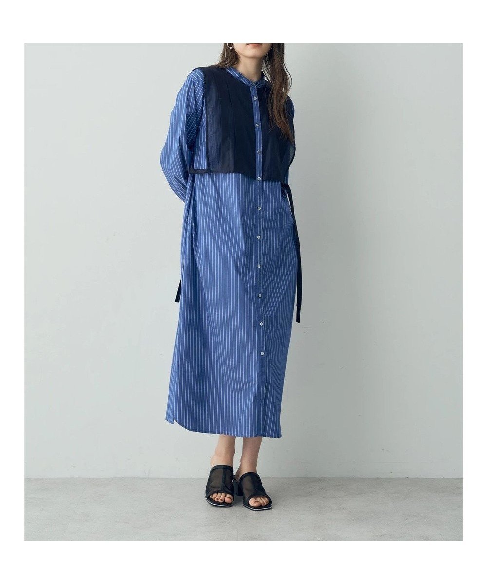 【イェッカ ヴェッカ/YECCA VECCA】のレイヤード風ストライプシャツワンピース 人気、トレンドファッション・服の通販 founy(ファニー) 　ファッション　Fashion　レディースファッション　WOMEN　ワンピース　Dress　シャツワンピース　Shirt Dresses　シアー　Sheer　ストライプ　Stripe　トレンド　Trend　ポケット　Pocket　リボン　Ribbon　エレガント 上品　Elegant　夏　Summer　春　Spring　S/S・春夏　Ss・Spring/Summer　 other-1|ID: prp329100004535825 ipo3291000000032053314