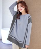 【ティアクラッセ/Tiaclasse】の【新色追加・洗える】配色ニットチュニック サックス×チャコールグレー|ID: prp329100004535922 ipo3291000000035511130