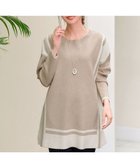 【ティアクラッセ/Tiaclasse】の【新色追加・洗える】配色ニットチュニック ベージュ×アイボリー|ID: prp329100004535922 ipo3291000000035511132