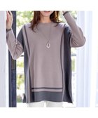 【ティアクラッセ/Tiaclasse】の【新色追加・洗える】配色ニットチュニック グレージュ×チャコールグレー|ID: prp329100004535922 ipo3291000000035511135