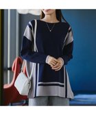 【ティアクラッセ/Tiaclasse】の【新色追加・洗える】配色ニットチュニック ネイビー×グレー|ID: prp329100004535922 ipo3291000000035511140