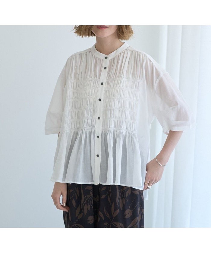 【イェッカ ヴェッカ/YECCA VECCA】のシャーリングシャツ インテリア・キッズ・メンズ・レディースファッション・服の通販 founy(ファニー) https://founy.com/ ファッション Fashion レディースファッション Fashion for Women トップス・カットソー Cut & Sew Tops シャツ・ブラウス・オフィスカジュアル Elegant Blouses & Button-Ups エアリー Airy Texture シャーリング Shirring, Ruched トレンド Trend, Trending Now ボックス Boxy, Box Shape ポケット Pocket, Pocket Detail リネン Linen, Linen Fabric ワイド Wide, Wide Fit 夏 Summer 春 Spring S/S・春夏 SS, Spring/Summer, Warm Season |ID: prp329100004535964 ipo3291000000032709320