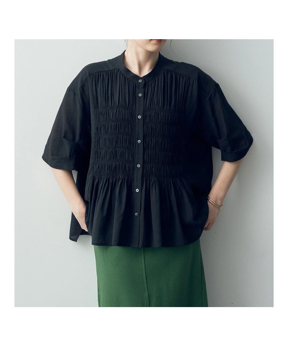 【イェッカ ヴェッカ/YECCA VECCA】のシャーリングシャツ インテリア・キッズ・メンズ・レディースファッション・服の通販 founy(ファニー) 　ファッション　Fashion　レディースファッション　Fashion for Women　トップス・カットソー　Cut & Sew Tops　シャツ・ブラウス・オフィスカジュアル　Elegant Blouses & Button-Ups　エアリー　Airy Texture　シャーリング　Shirring, Ruched　トレンド　Trend, Trending Now　ボックス　Boxy, Box Shape　ポケット　Pocket, Pocket Detail　リネン　Linen, Linen Fabric　ワイド　Wide, Wide Fit　夏　Summer　春　Spring　S/S・春夏　SS, Spring/Summer, Warm Season　Black|ID: prp329100004535964 ipo3291000000032709323